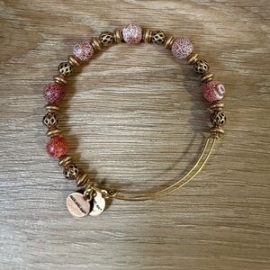 Alex and Ani Gold and Pink Beaded Bracelet